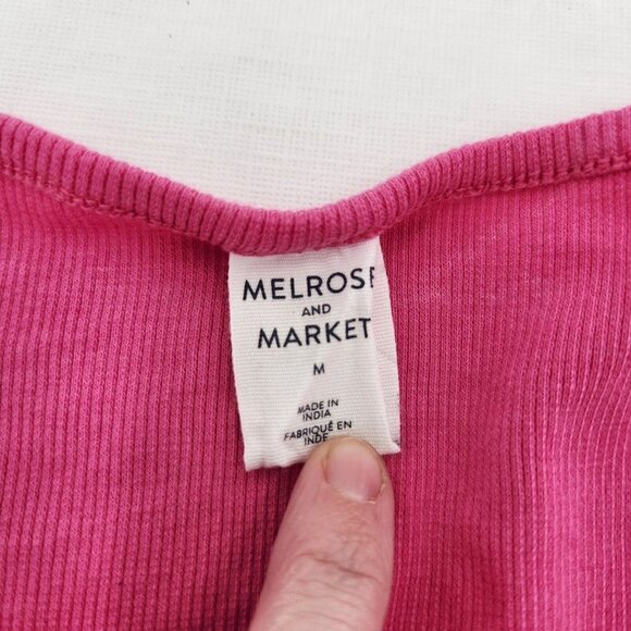 Melrose and Market Womens Size Medium Pink Micro Rib Long Sleeve Tee T-Shirt - Picture 2 of 6